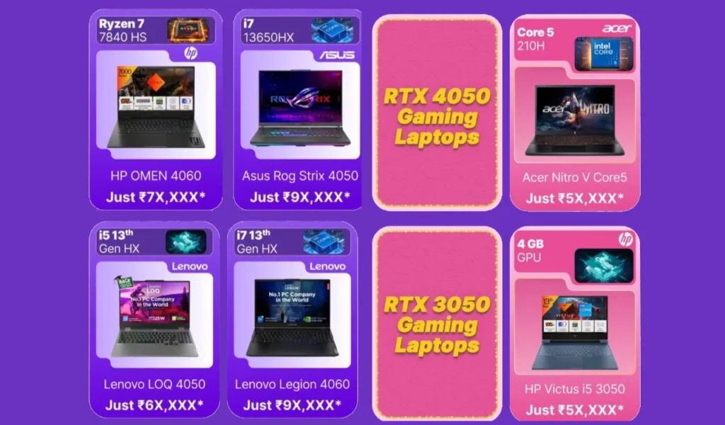 Big Billion Days Sales Deal on RTX 4050 & RTX 3050 Laptops